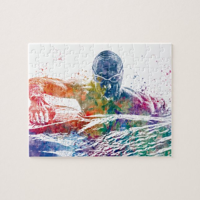 Puzzle Watercolor swimmer (Horizontal)