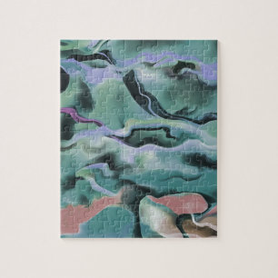 Puzzle Waves In Harmony Acrylic Pour Abstract Art