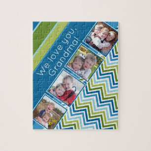 Puzzle We love you grandma with 4 photos and zig zags