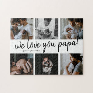 Puzzle We Love You Papa Modern 6 Photo Collage Père's