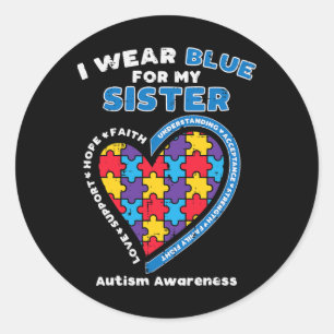 Puzzle Wear Blue für meine Schwester Autismus Bewu Runder Aufkleber
