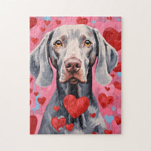 Puzzle Weimaraner Valentines journée