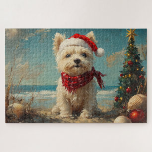 Puzzle West Highland White Terrier Dog Christmas Beach