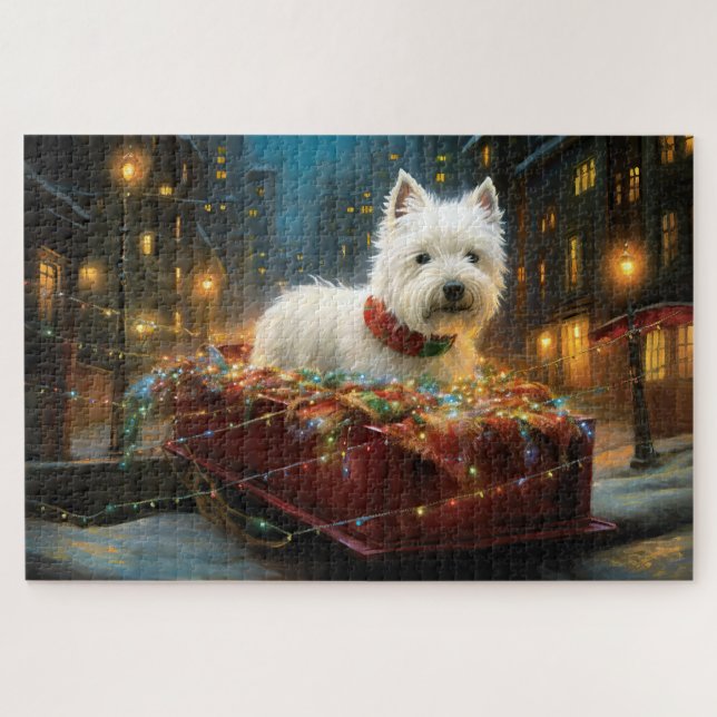 Puzzle West Highland White Terrier Festif de Noël (Horizontal)