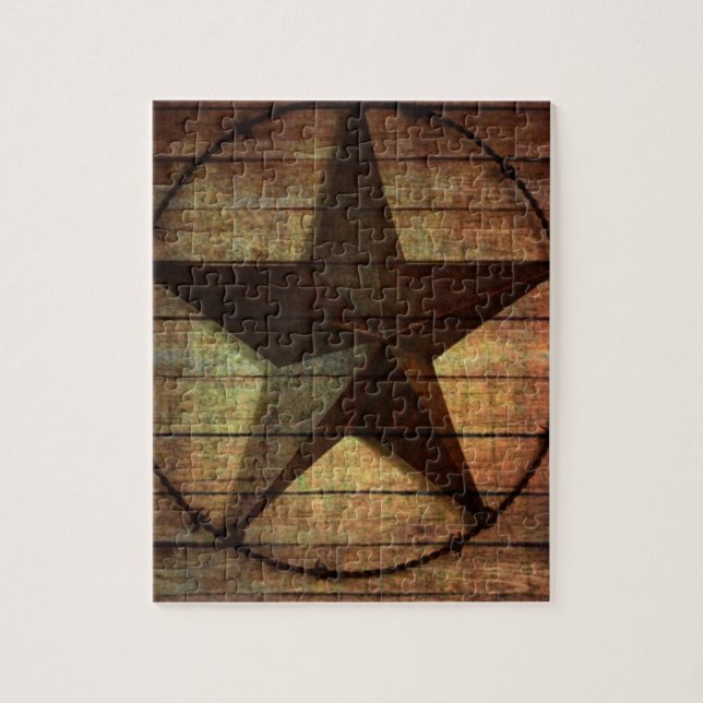 Puzzle Western Country Primitive Grange Wood Texas Star (Vertical)