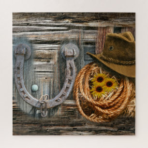 Puzzle Western Horseshoe Cowboy Hat Lasso