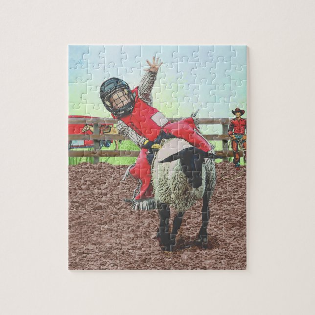 Puzzle Western Rodeo Cowboy Cowgirl Mutton Buston (Vertical)