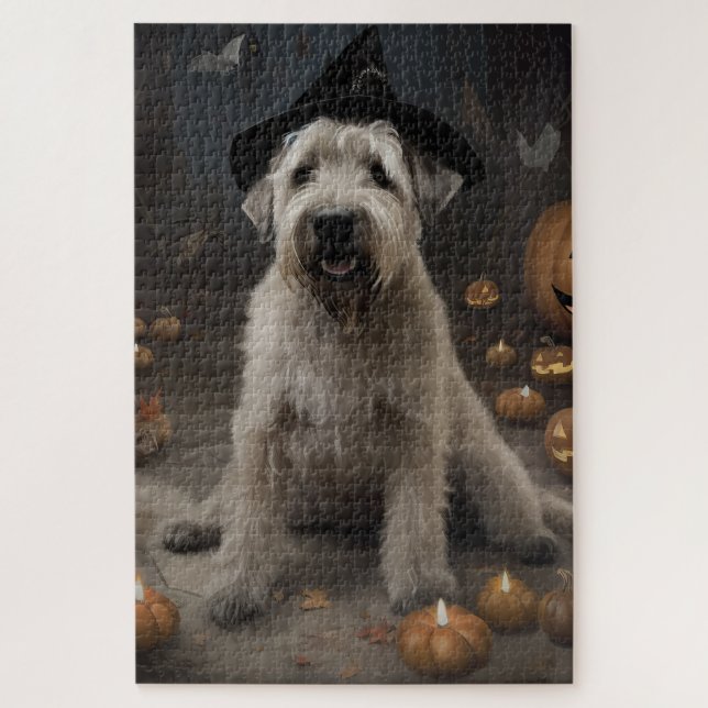 Puzzle Wheaten Terrier Citrouille Halloween effroi (Vertical)