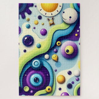 Puzzle Whimsical Cartoon World - Colorful Abstrait Fun