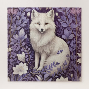 Puzzle White Arctic Fox Lavender William Morris Fleurs