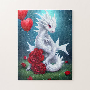 Puzzle White Valentine Love Dragon