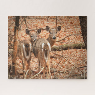 Puzzle Whitetail Doe et sa Faune dans les bois d'automne