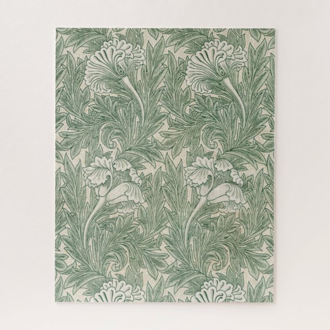 Puzzle william morris tulip papier peint textile vert (Vertical)