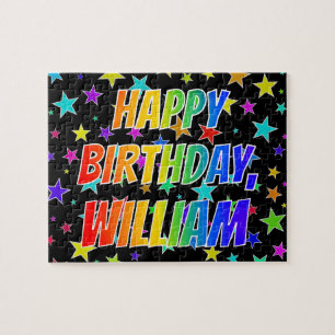 Puzzle "WILLIAM" Prénom, amusant "HEUREUX ANNIVERSAIRE"