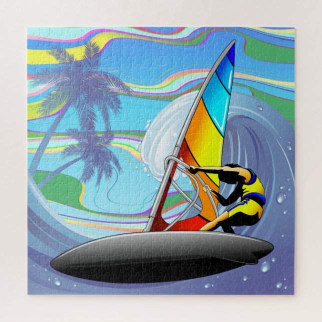 Puzzle WindSurfer sur Big Ocean Waves (Vertical)