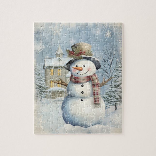 Puzzle Winter Wonderland Frostman Snowman Aquarelle (Vertical)