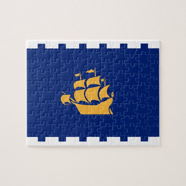 Puzzle with Flag of Quebec City, Canada (Horizontal)