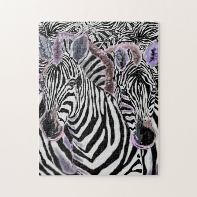 Puzzle with Zebras Hug - Painting (Vertikal)