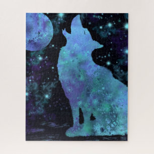 Puzzle Wolf and Moon - Peinture