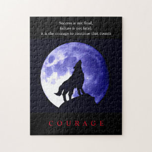 Puzzle Wolf Blue Night Motivational Courage