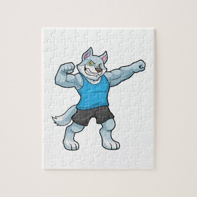Puzzle Wolf comme Bodybuilder avec les gros bras supérieu (Vertical)