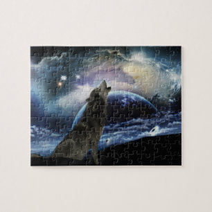 Puzzle Wolf hurle sur la lune