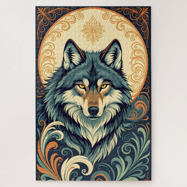 Puzzle Wolf Motif ornemental (Vertical)