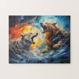 Puzzle Wolf Sköll and Hati hunting moon and sun