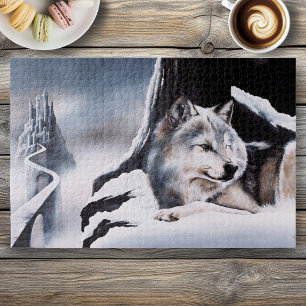 Puzzle Wolf Winter Castle Imaginaire