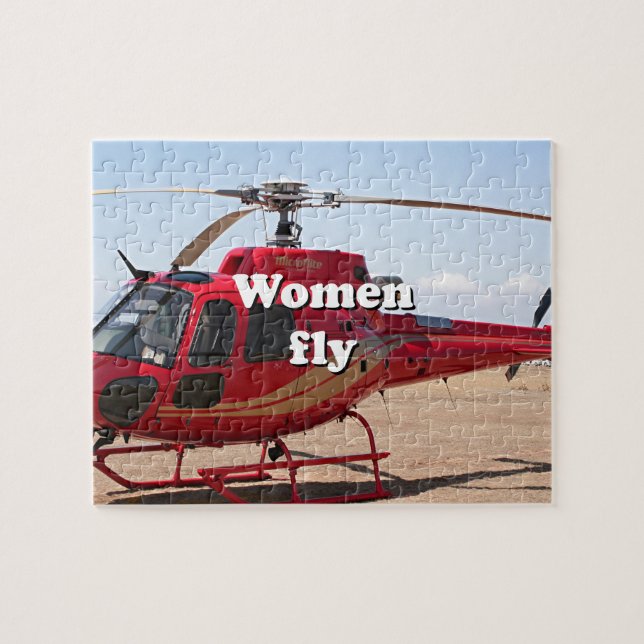 Puzzle Women fly : red helicopter (Horizontal)