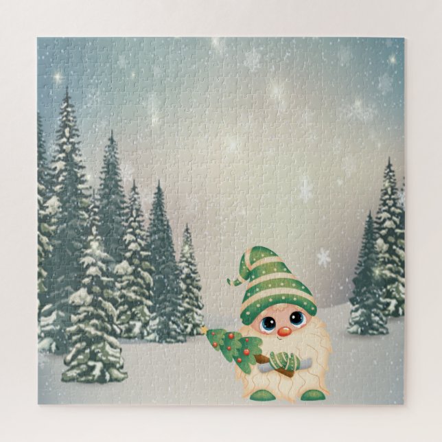 Puzzle Wonderland, Gnome, Pin Tree, Forêt, Neige (Vertical)