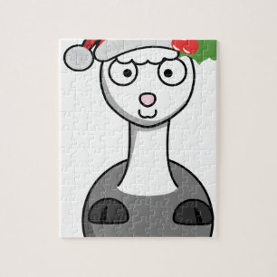 Puzzle xmas santa claus alpaca