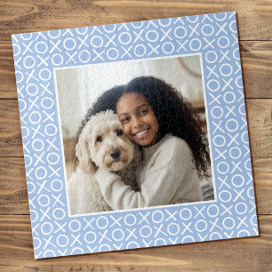 Puzzle XOXO Câlins et Bisous Photo Personnalisée Bleu Mod