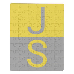 Puzzle Yellow & Grey Modern Initials monogram