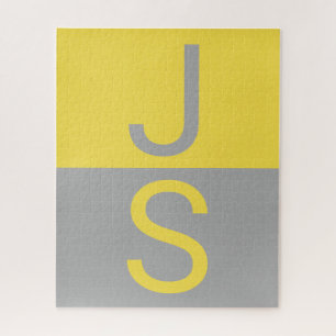 Puzzle Yellow & Grey Modern Initials monogram
