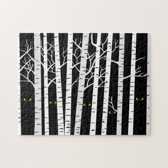 Puzzle Yellow Halloween éffrayant Yellow Eyes dans la for (Horizontal)