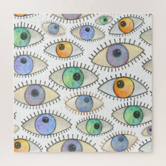 Puzzle Yeux humains : aquarelle ouverte du regard