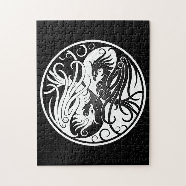 Puzzle Yin blanc et noir Yang Phoenix (Vertical)