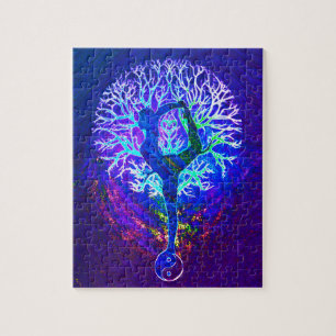 Puzzle Yoga Arbre Violet Paix Arc-en-ciel