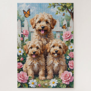 Puzzle Yorkipoo Jardin de Roses Pastel Art