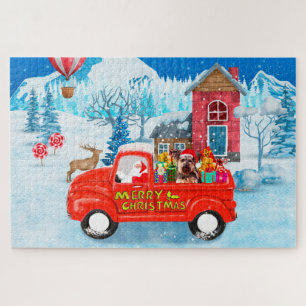 Puzzle Yorkshire Terrier Chien Livraison de Noël Camion