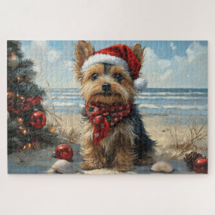 Puzzle Yorkshire Terrier Chien Noël Plage Vintage