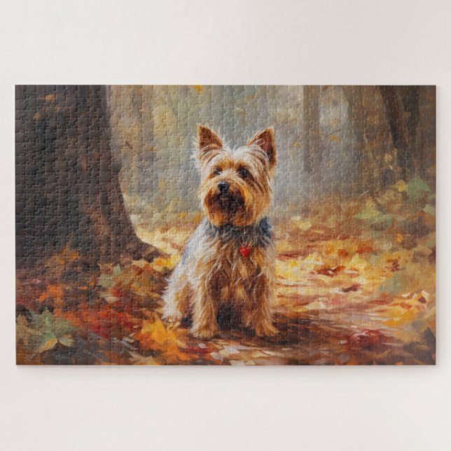 Puzzle Yorkshire Terrier en automne Leaves automne Inspir (Horizontal)