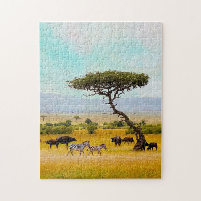 Puzzle Zebra African Savanna Animaux Voyage à l'extérieur (Vertical)