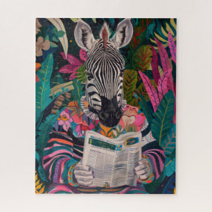 Puzzle Zebra Lecture d'un livre Maximalist Animal Art
