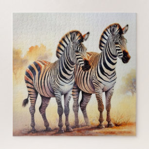 Puzzle Zèbres en Safari Serene African Wildlife Art