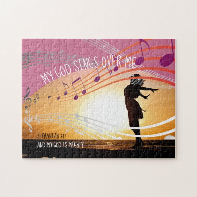 Puzzle Zephanie 3:17 MON DIEU CHANTE SUR MOI Personnalisé (Horizontal)