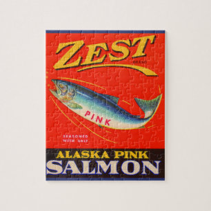 Puzzle Zest rose saumon des années 1930 étiquette