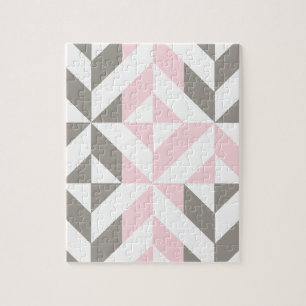 Puzzle ZigZag géométrique rose et argent