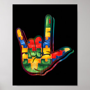 Puzzle zur Unterstützung von Liebe-Signatur-Autism Poster